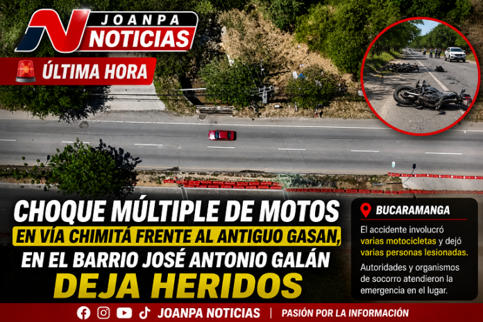 Choque Múltiple de Motos en Vía Chimitá frente al antiguo Gasan, en el barrio José Antonio Galán de Bucaramanga Deja Heridos
