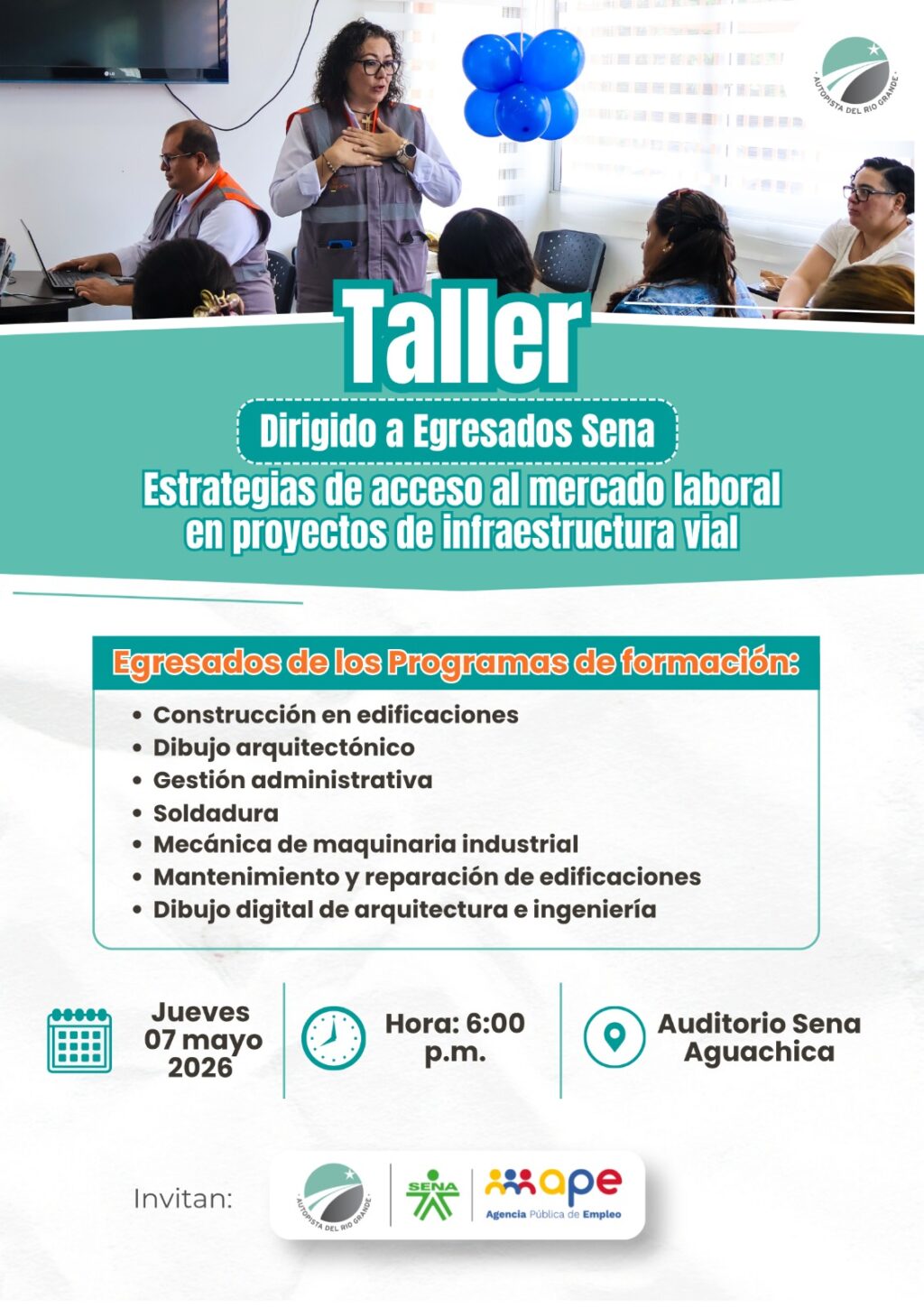 SENA y Autopista del Río Grande abren convocatoria laboral para egresados en Aguachica
