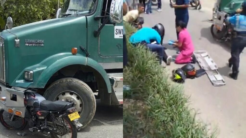 Moto incrustada en tractomula deja un herido en Girón.