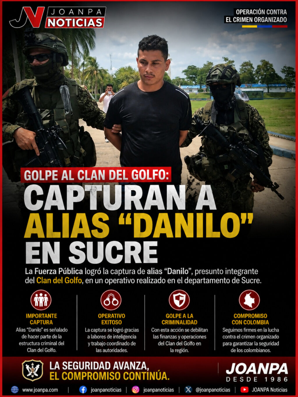 GOLPE AL CLAN DEL GOLFO: CAPTURAN A ALIAS “DANILO” EN SUCRE