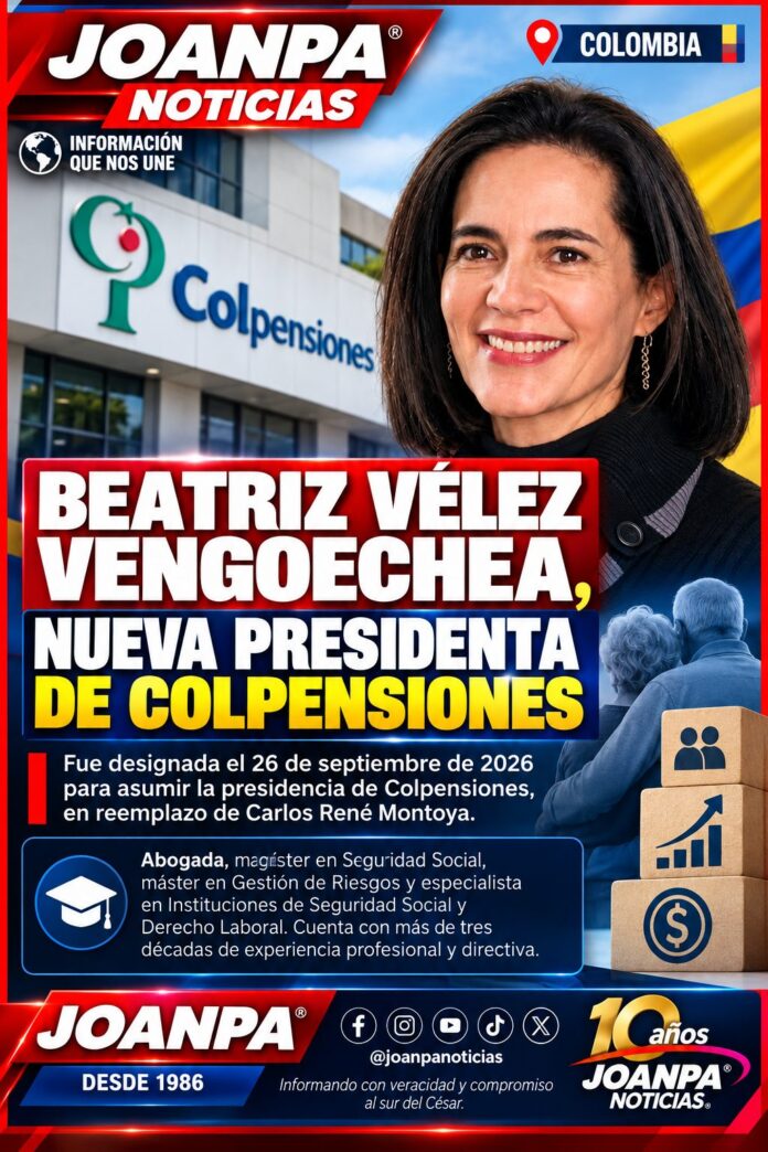 Beatriz Vélez Vengoechea, nueva presidenta de Colpensiones Beatriz Vélez Vengoechea, nueva presidenta de Colpensiones
