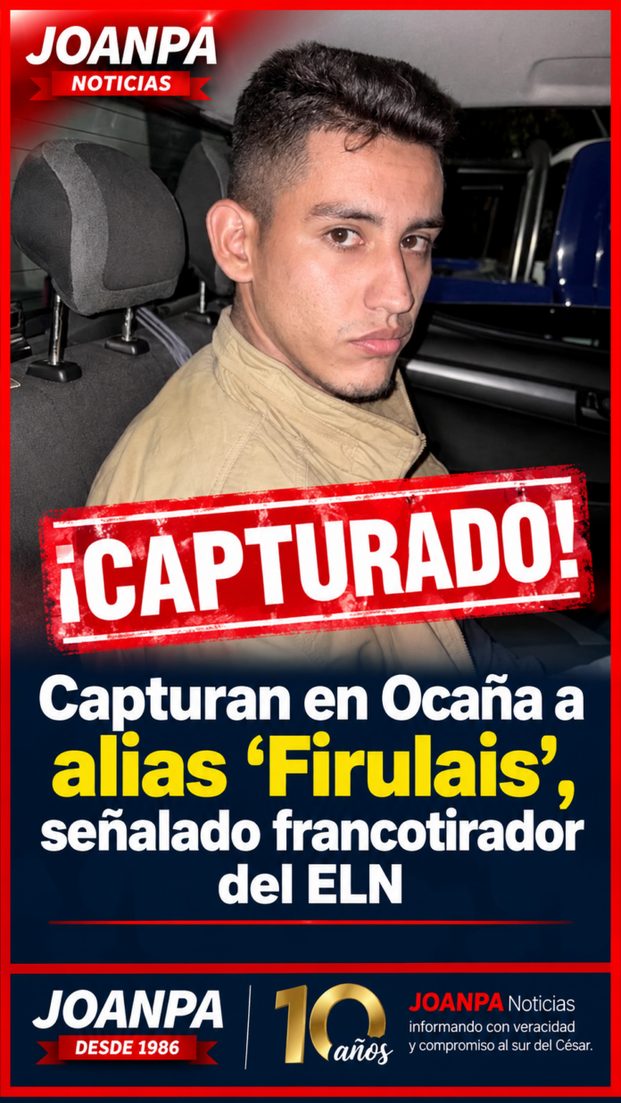 Capturan en Ocaña a alias ‘Firulais’, señalado francotirador del ELN