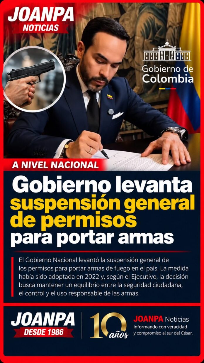 Gobierno levanta suspensión general de permisos para portar armas Gobierno levanta suspensión general de permisos para portar armas