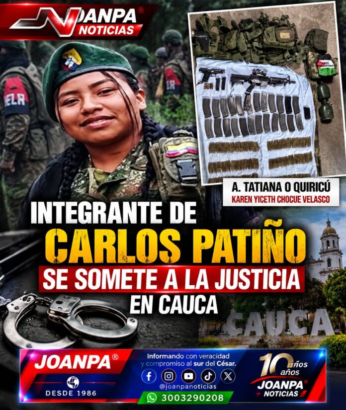 Integrante de Carlos Patiño se somete a la justicia en Cauca Integrante de Carlos Patiño se somete a la justicia en Cauca