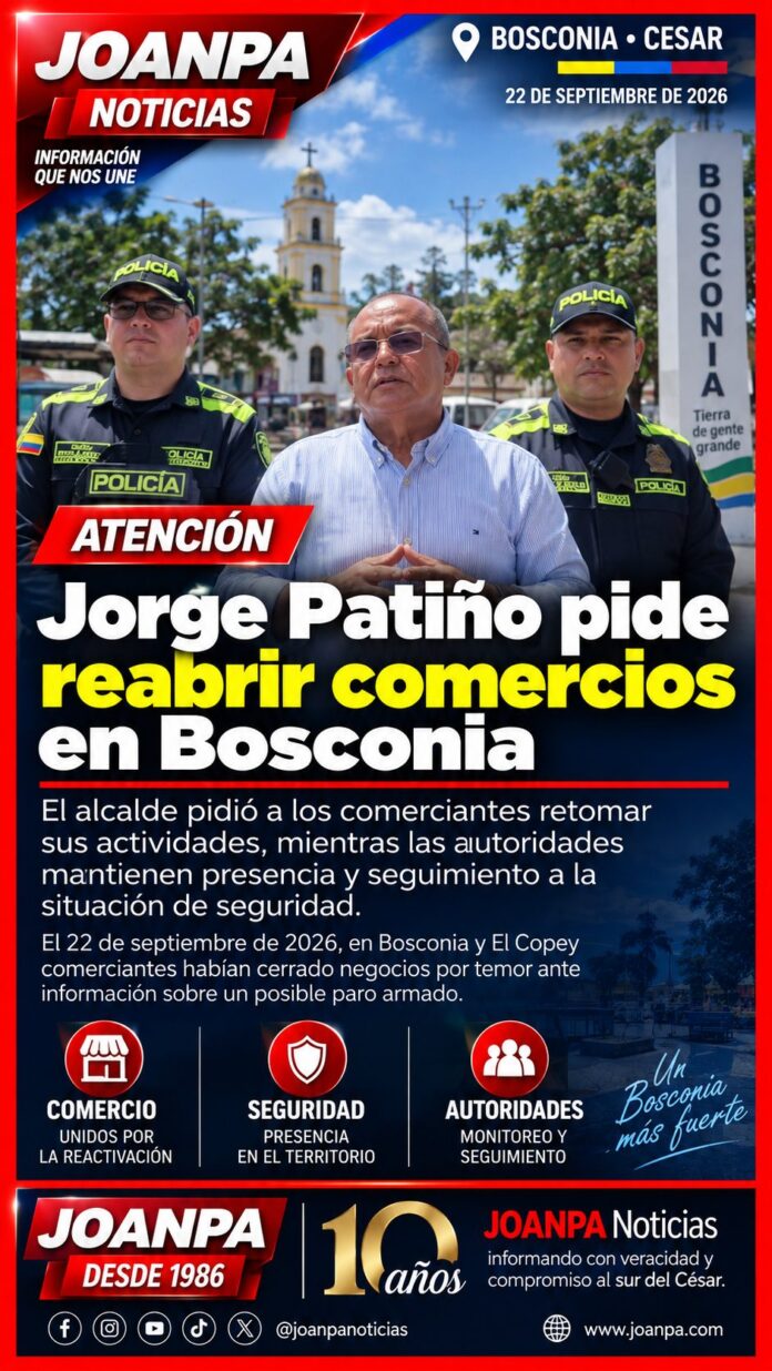 Jorge Patiño pide reabrir comercios en Bosconia