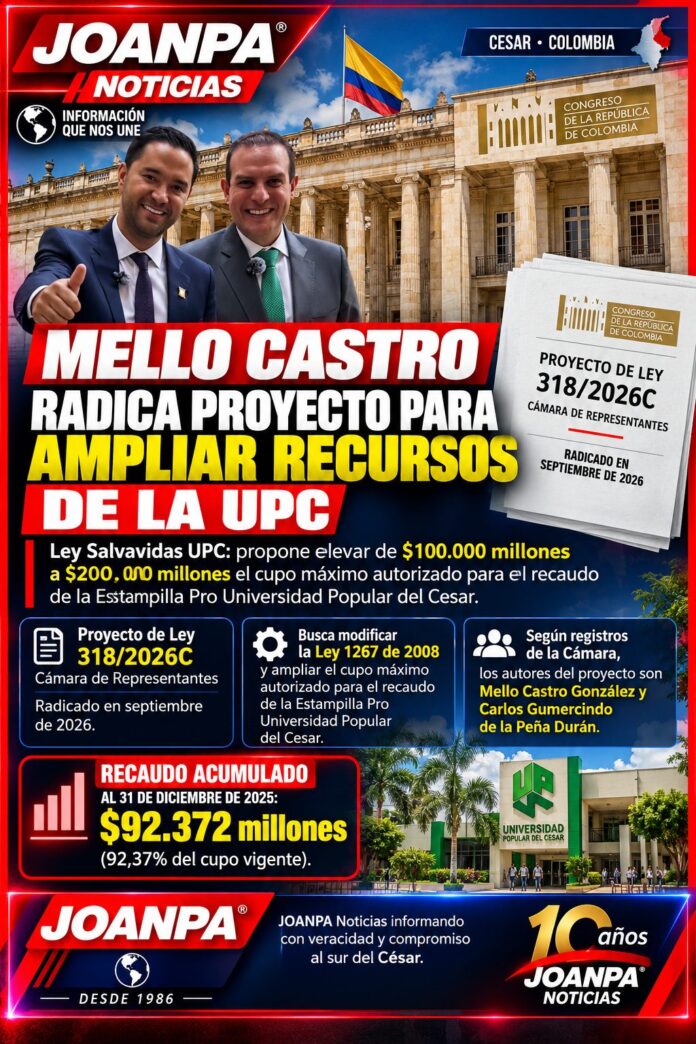 Mello Castro radica proyecto para ampliar recursos de la UPC Mello Castro radica proyecto para ampliar recursos de la UPC
