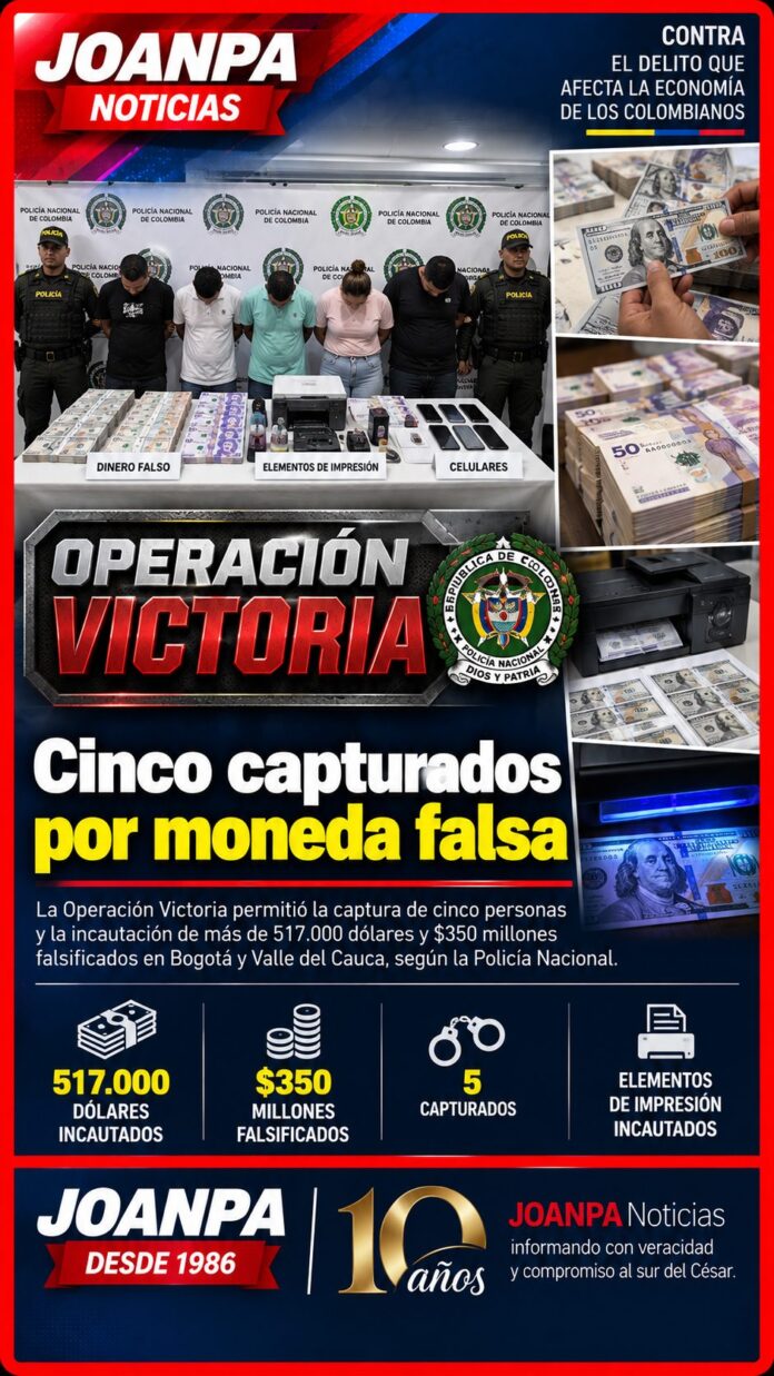 Operación Victoria: cinco capturados por moneda falsa Operación Victoria: cinco capturados por moneda falsa