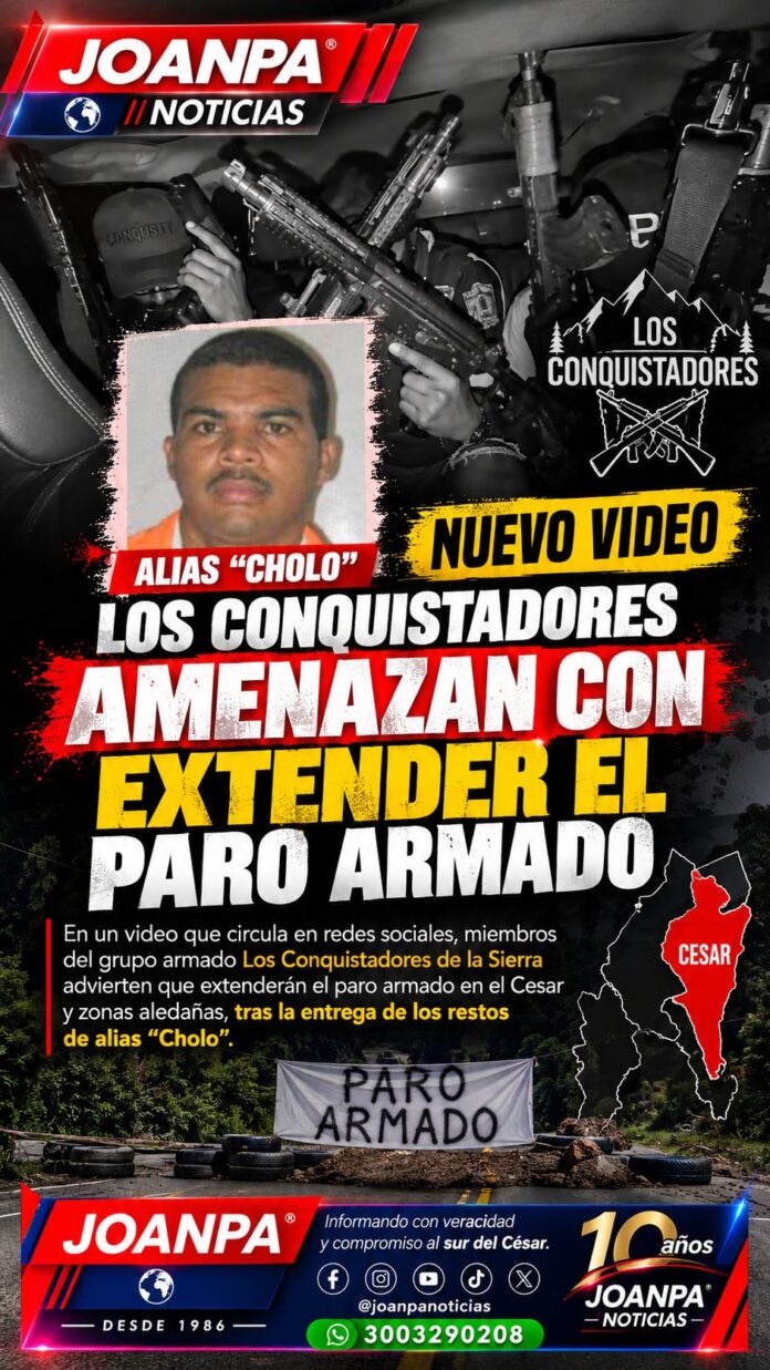 Video atribuido a Los Conquistadores alerta por paro armado Video atribuido a Los Conquistadores alerta por paro armado