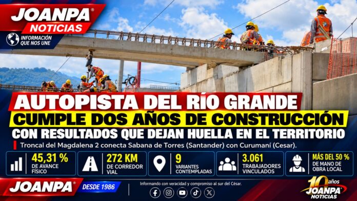 Autopista del Río Grande cumple dos años de construcción con resultados que dejan huella en el territorio