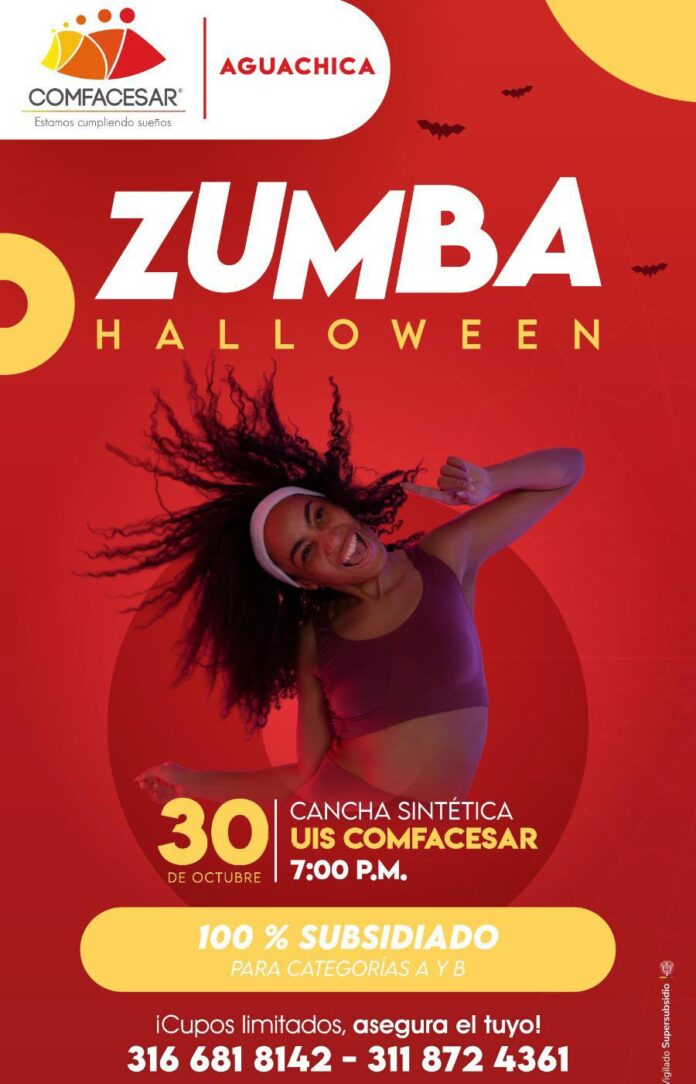 Comfacesar invita a una Zumba de Halloween en Aguachica este viernes