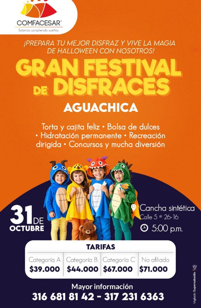 Comfacesar realizará Gran Festival de Disfraces en Aguachica este 31 de octubre Comfacesar realizará Gran Festival de Disfraces en Aguachica este 31 de octubre