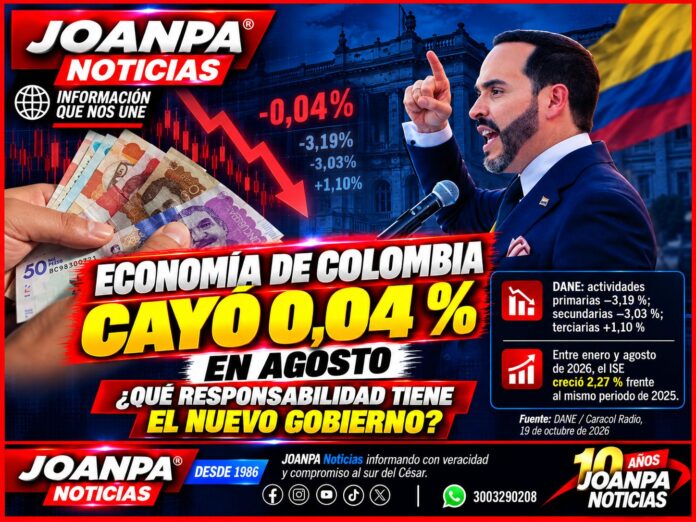 Economía de Colombia cayó 0,04 % en agosto: ¿qué responsabilidad tiene el nuevo Gobierno?