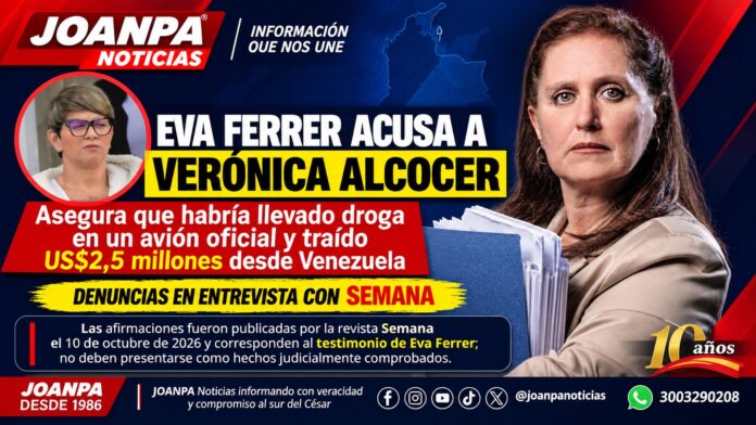 Eva Ferrer acusa a Verónica Alcocer de llevar drogas en avión oficial y traer US$2,5 millones de Venezuela
